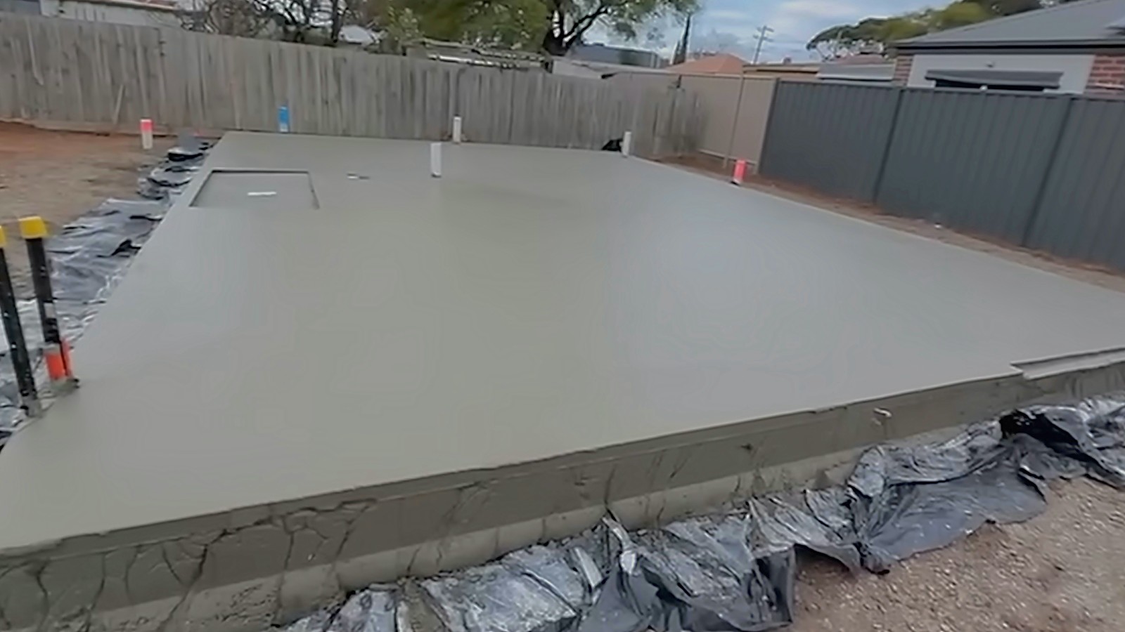 Finished concrete slab screeded flat and edged